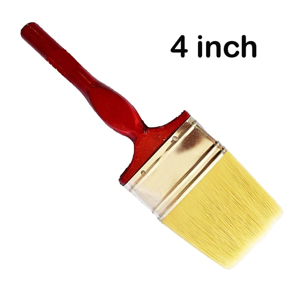 Double Thickness Triple Boiled 100% Pure Nylon/Polyester Blend Round Bristles Paint Brush for All Application - 4 Inch