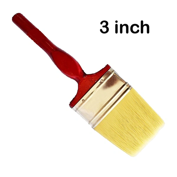 Double Thickness Triple Boiled 100% Pure Nylon/Polyester Blend Round Bristles Paint Brush for All Application - 3 Inch
