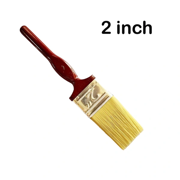 Double Thickness Triple Boiled 100% Pure Nylon/Polyester Blend Round Bristles Paint Brush for All Application - 2 Inch