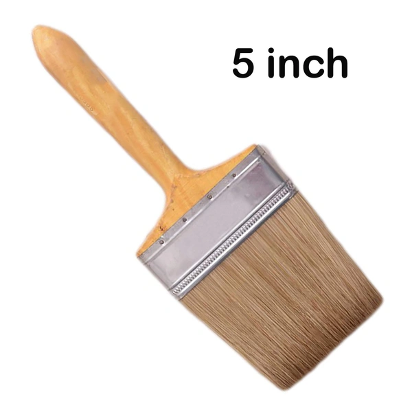 Double Thickness Triple Boiled 100% Pure Nylon/Polyester Blend Round Bristles Paint Brush for All Application - 5 Inch