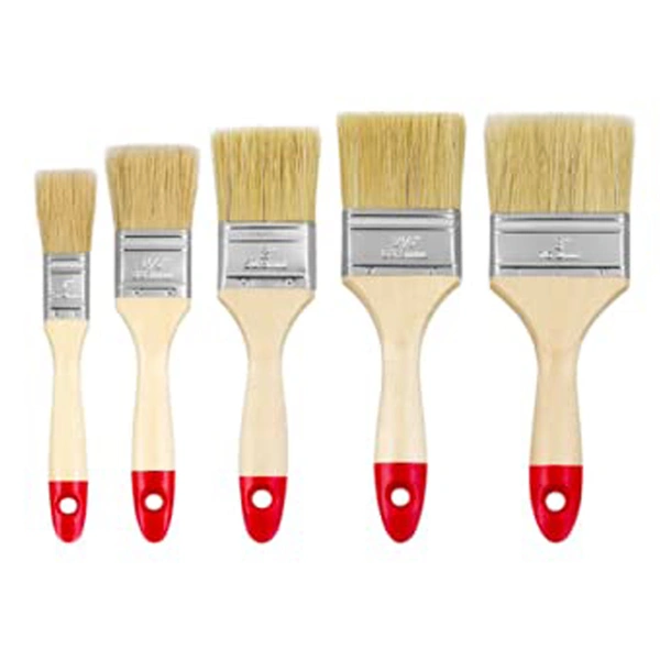 Combo Pack of Double Thickness Triple Boiled 100% Pure Nylon/Polyester Blend Round Bristles Paint Brush for All Application - Brush size 1" 2" 3" 4" 5"