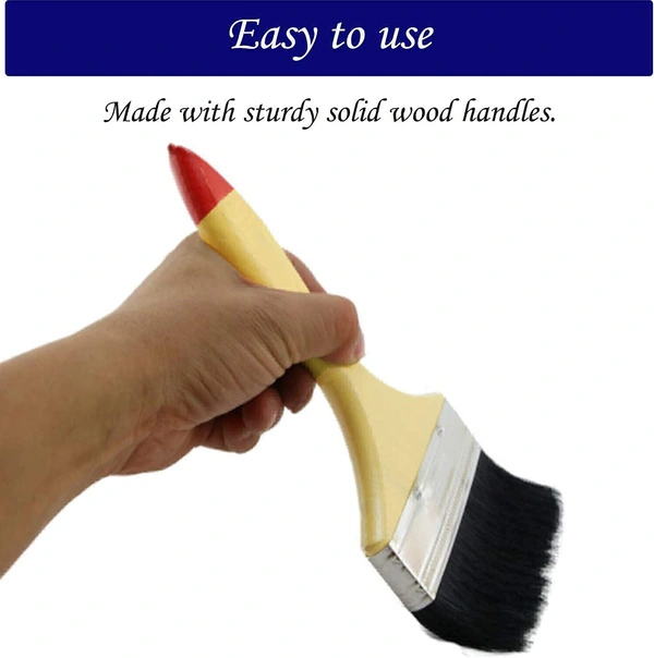 Combo Pack of Double Thickness Triple Boiled 100% Pure Nylon/Polyester Blend Round Bristles Paint Brush for All Application - Brush size 1'', 2'', 3''