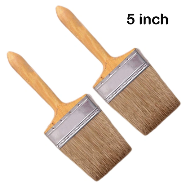 Combo Pack of Double Thickness Triple Boiled 100% Pure Nylon/Polyester Blend Round Bristles Paint Brush for All Application - Brush size 5 inch Pack of 2