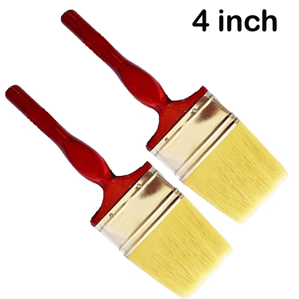 Combo Pack of Double Thickness Triple Boiled 100% Pure Nylon/Polyester Blend Round Bristles Paint Brush for All Application - Brush size 4 inch Pack of 2
