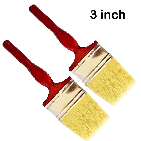 Combo Pack of Double Thickness Triple Boiled 100% Pure Nylon/Polyester Blend Round Bristles Paint Brush for All Application - Brush size 3 inch Pack of 2