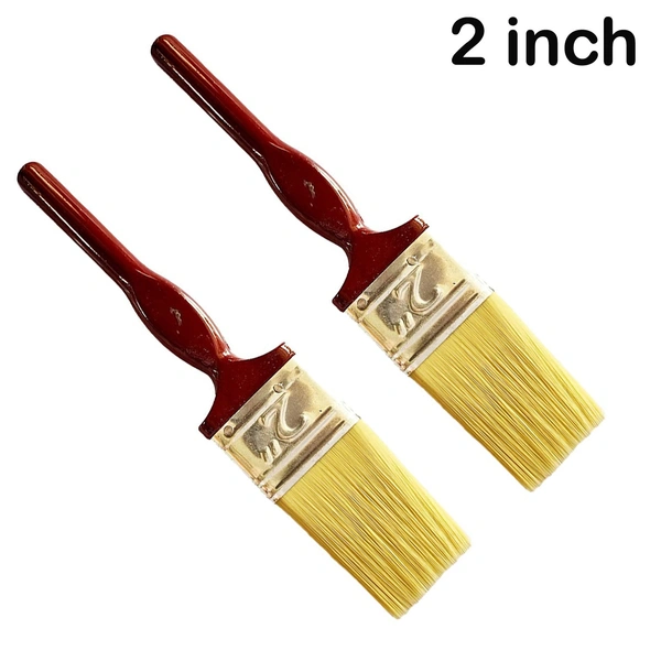 Combo Pack of Double Thickness Triple Boiled 100% Pure Nylon/Polyester Blend Round Bristles Paint Brush for All Application - Brush size 2 inch Pack of 2