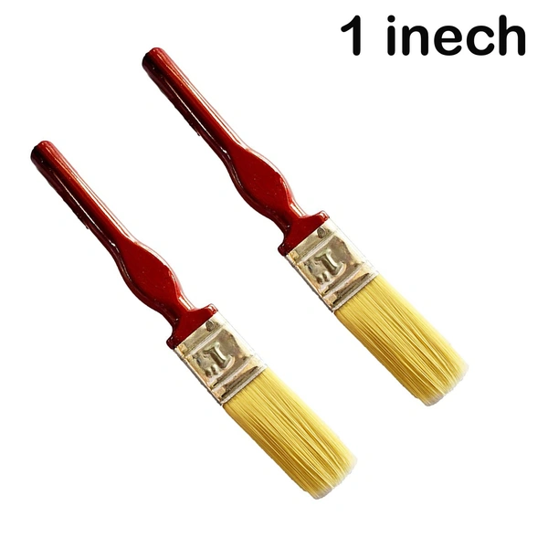 Combo Pack of Double Thickness Triple Boiled 100% Pure Nylon/Polyester Blend Round Bristles Paint Brush for All Application - Brush size 1 inch Pack of 2