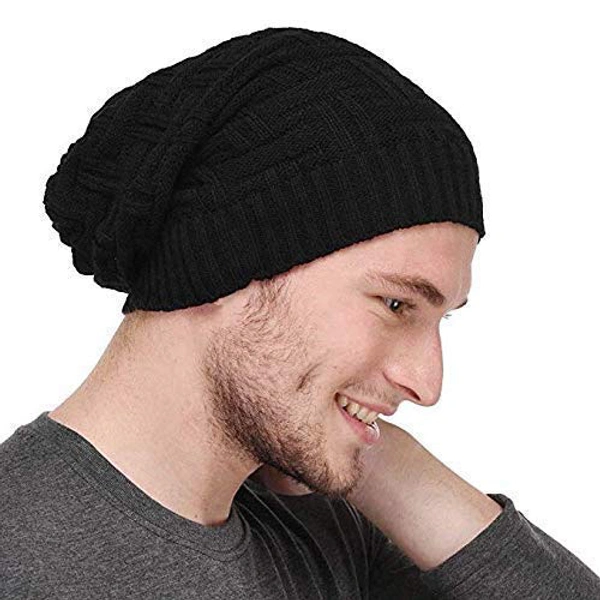  Unisex Inside Fur Beanie Cap for Men Women Girls Skull Slouchy Winter Woolen Knitted (Color: Assorted)