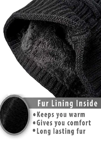  Unisex Inside Fur Beanie Cap for Men Women Girls Skull Slouchy Winter Woolen Knitted (Color: Assorted)