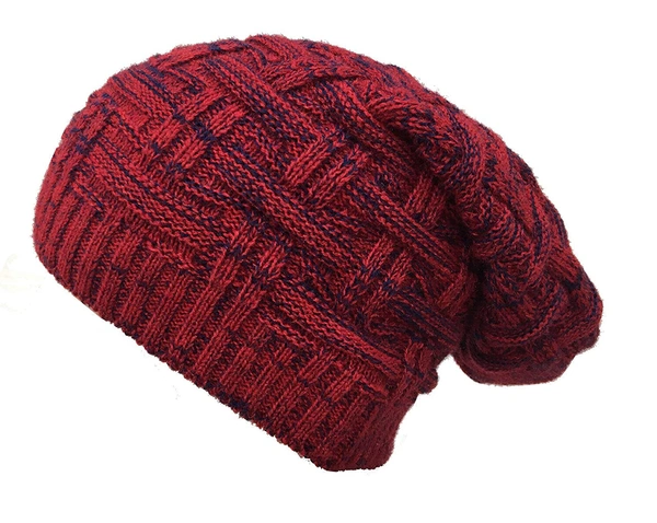  Unisex Inside Fur Beanie Cap for Men Women Girls Skull Slouchy Winter Woolen Knitted (Color: Assorted)