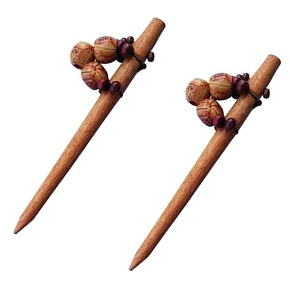 Wooden Hair Stick for Women Girls Hair Accessories Juda pin Hair Stick Juda Stick Hair pin Wooden Hair Juda pin Bun Stick (Pattern/Design: Assorted) - 2