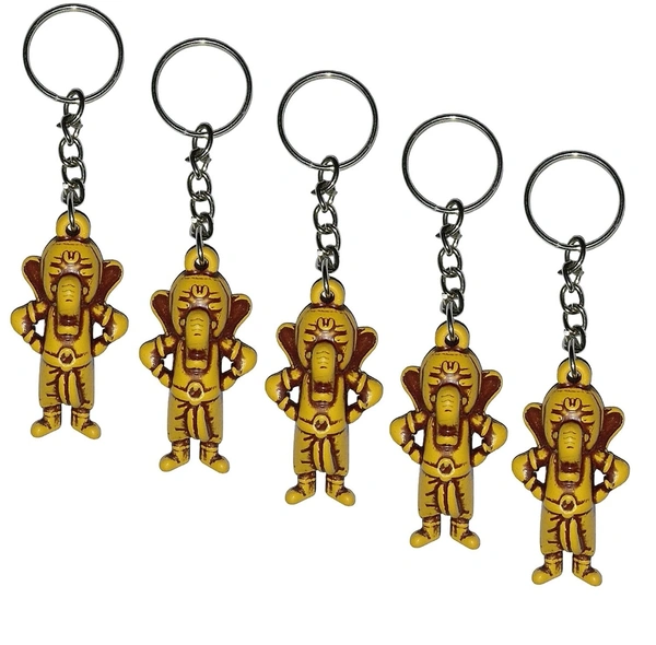 Lord Little Cute Ganesha / Vinayaka Figure Keychain / Wooden Effect Keyring for Men, Women, Boys, Girls and Kids for Car, Bike - 5
