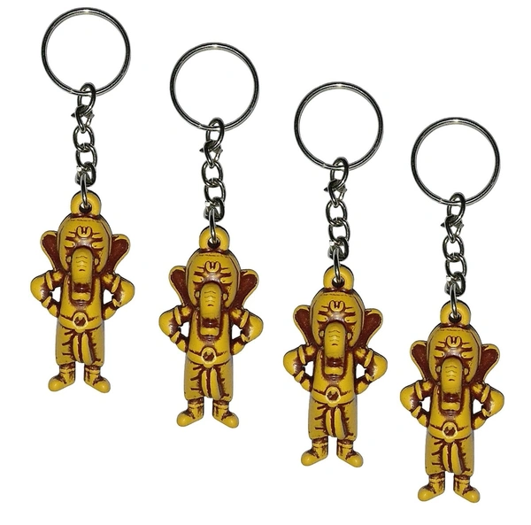 Lord Little Cute Ganesha / Vinayaka Figure Keychain / Wooden Effect Keyring for Men, Women, Boys, Girls and Kids for Car, Bike - 4