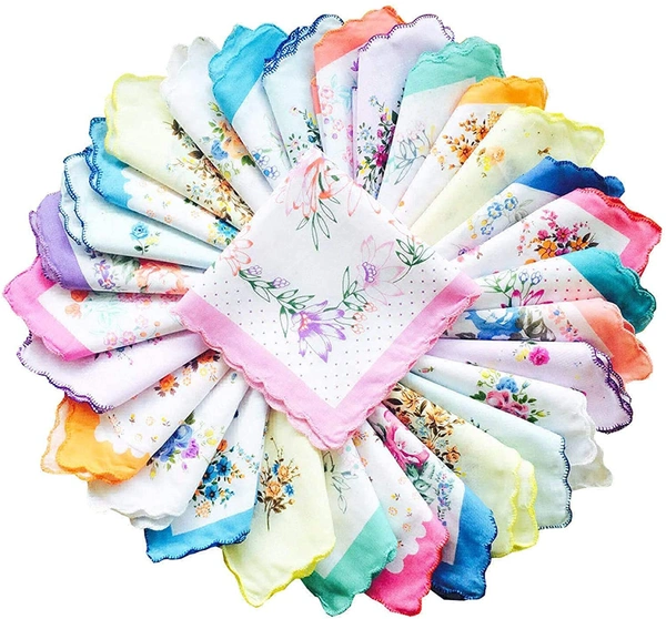 Women's Fashionable Cotton Multicolor Handkerchiefs with colorful stripes || Hankies for Women / Girls - 20