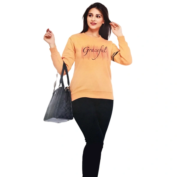 Women's Regular Fit Full Sleeve Round Neck Sweatshirt || Round Hoodie Women Girl Casual Stylish Latest Sweatshirt - Yellow Orange, M