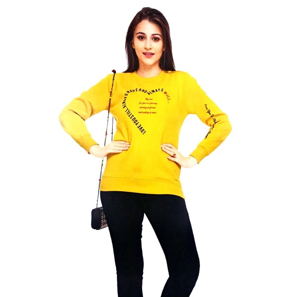 Women's Regular Fit Full Sleeve Round Neck Sweatshirt || Round Hoodie Women Girl Casual Stylish Latest Sweatshirt - Gold, M