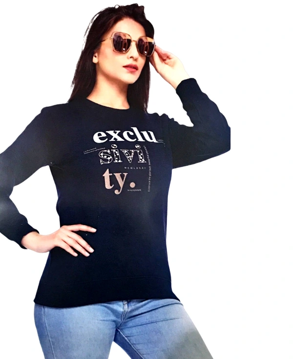Women's Regular Fit Full Sleeve Round Neck Sweatshirt || Round Hoodie Women Girl Casual Stylish Latest Sweatshirt - Navy Blue, M
