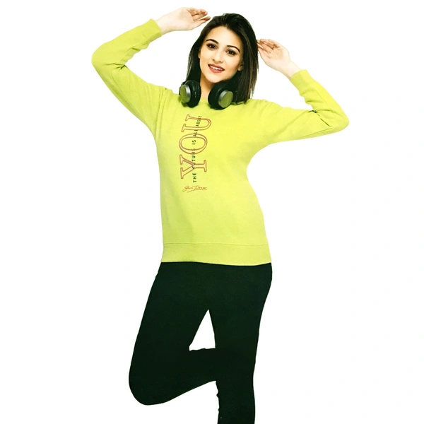Women's Regular Fit Full Sleeve Round Neck Sweatshirt || Round Hoodie Women Girl Casual Stylish Latest Sweatshirt - Inch Worm, M