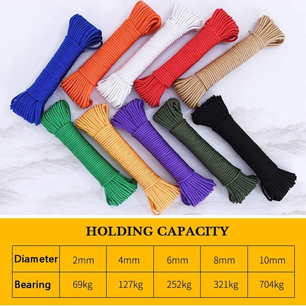 IGNOTO Nylon Anti-Rust and Anti Slip Laundry Clothesline String || Twisted Multipurpose Outdoor Clothes Drying Wire (Multi-Colour/Assorted)) - 20 Meter