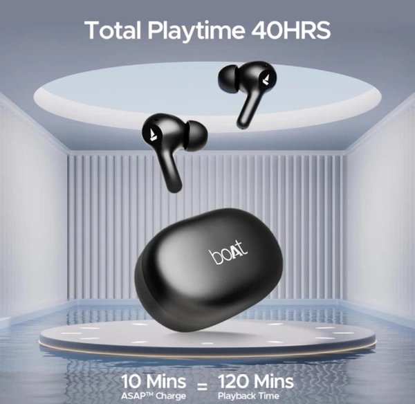 boAt Airdopes 71 w/ 40 HRS Playback, ENx Technology & Beast Mode(Low Latency) Bluetooth Headset (Active Black, True Wireless)