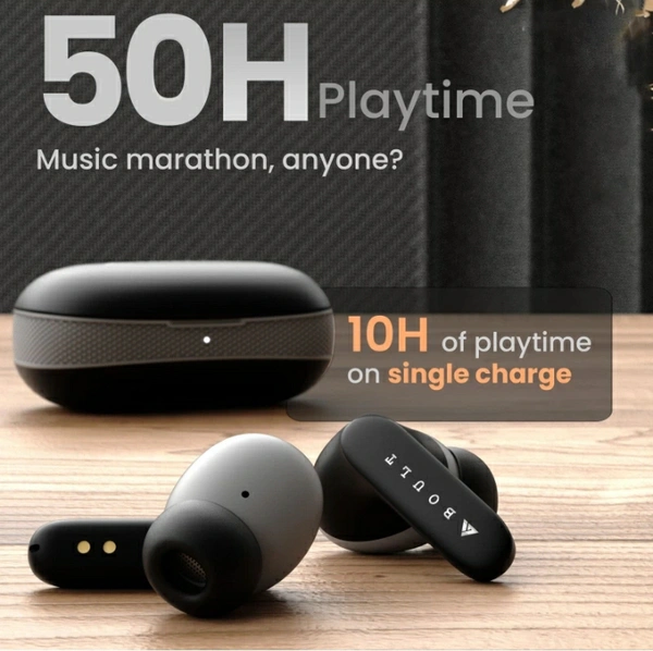 Boult Y1 with Zen ENC Mic, 50H Battery, Fast Charging, Pro+ Calling, Knurled Design Bluetooth Headset (Black, True Wireless)