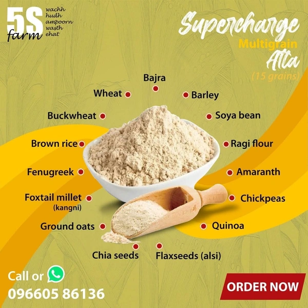 Supercharge 15-Grain Multigrain Atta - 1 KG