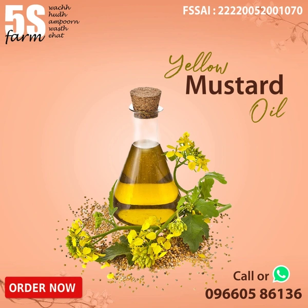 Yellow Mustard Oil – Chemical-Free, Bull Kolhu Cold-Pressed - 1 Ltr