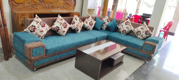 L Shape Corner Sofa Six (6) Seater  - Eastern Blue, Standard