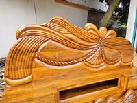 Teak Wood Headbox Bed  - Brown, King Size Standard