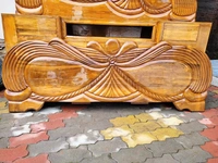 Teak Wood Headbox Bed  - Brown, King Size Standard
