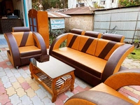 Z Model 5 Seater Sofa Set With Wooden Tea Table - Pirate Gold, Standard