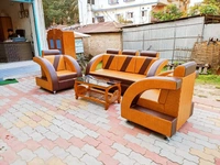 Z Model 5 Seater Sofa Set With Wooden Tea Table - Pirate Gold, Standard