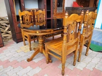 Teakwood Dining Table With 4piece Chair - Brown, Standard