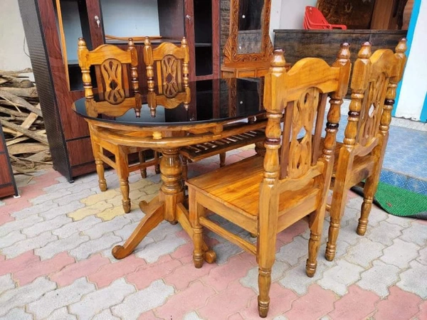 Teakwood Dining Table With 4piece Chair - Brown, Standard