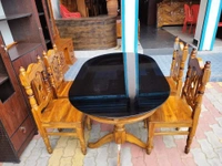 Teakwood Dining Table With 4piece Chair - Brown, Standard