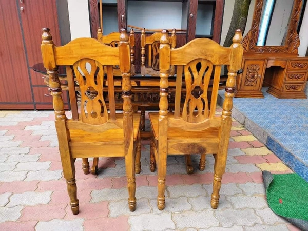 Teakwood Dining Table With 4piece Chair - Brown, Standard