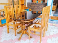 Teakwood Dining Table With 4piece Chair - Brown, Standard