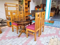 Teakwood Dining Table With 4piece Chair - Brown, Standard