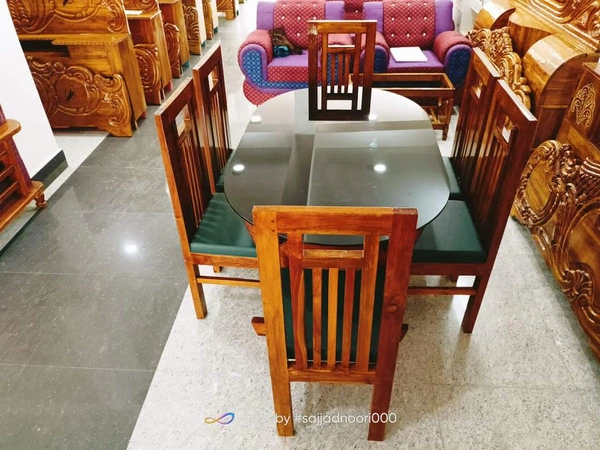 Teakwood Dining Table With 6piece Chair - Brown, Standard