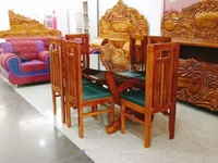 Teakwood Dining Table With 6piece Chair - Brown, Standard