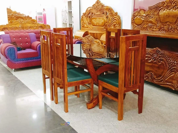 Teakwood Dining Table With 6piece Chair - Brown, Standard
