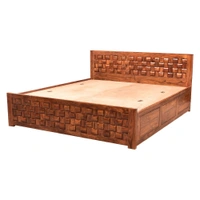 Teak Wood Bed Hand Work By zoom Furniture - king size, teak Wood Finish