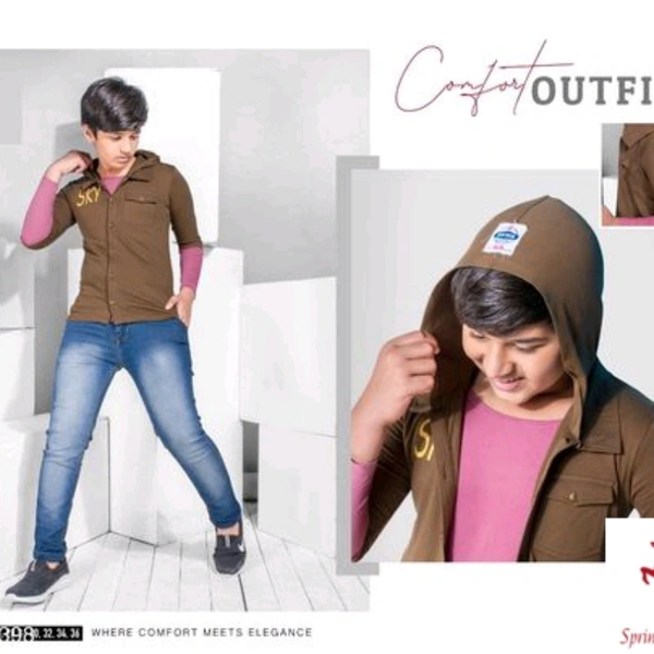 Attached Hoodie Jacket T Shirt For Boys 19466398 - 11-12 Years