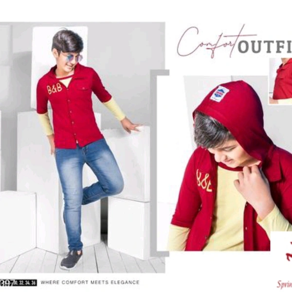 Attached Hoodie Jacket T Shirt For Boys 19466399 - 11-12 Years