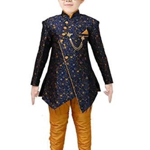 Kids Ethnic Wear Sherwani Style Kutta 19974182 - 9-10 Years