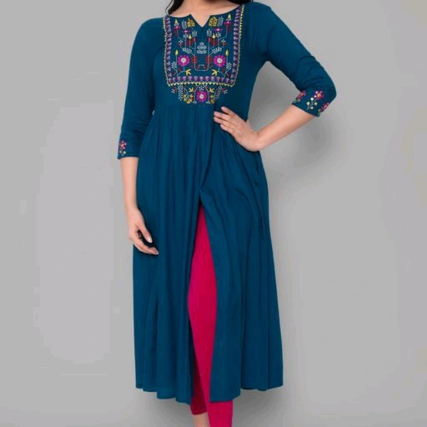 Regular Front Slit Calf Length Kurti 19569000 - S