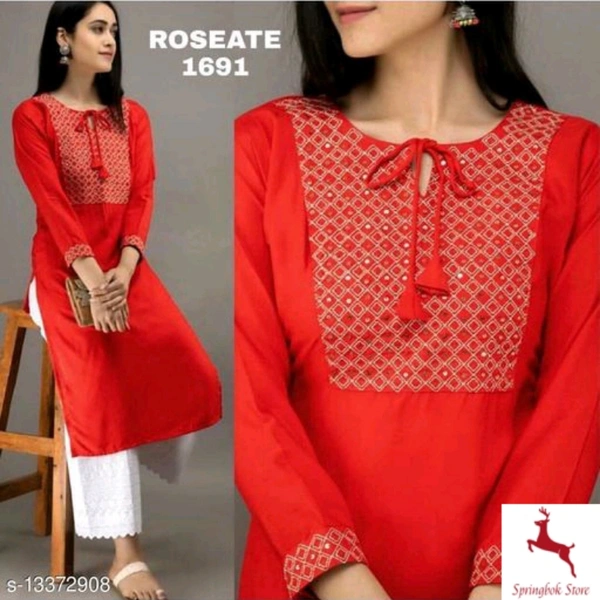 Rayon Straight Kurti 13372908 - S