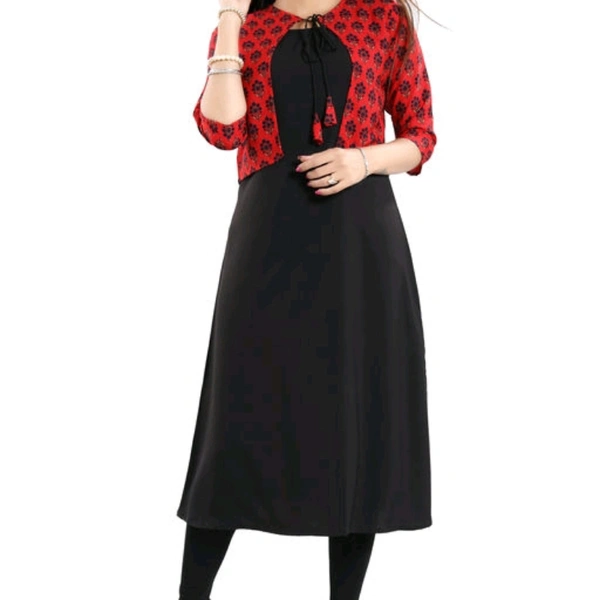 Solid Crepe Kurti 3837275 - M