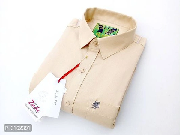 Mens Cotton Beige Shirt Full Sleev