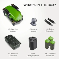 IZI Sky Pro 4K Drone with camera, 540° OA, 20MP, 5KM Live Video, 96 Mins Flight, 3-Axis Gimbal, 10+ Flying Modes, RTH, GPS, 3 x Smart Batteries, Fast Tri-Charger - MINI, Fern Green, IZI SKY PRO
